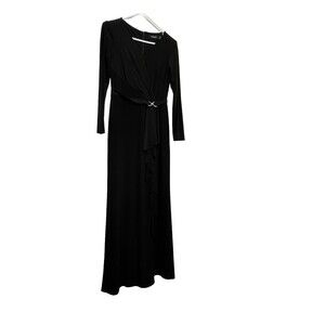 Lauren Ralph Lauren Black Faux Wrap Dress 2 XS Office Siren Corp Core Boardroom